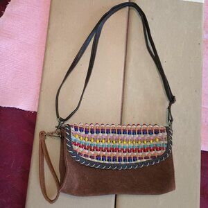 MISS ME Free Spirit Beaded Suede Leather Purse 